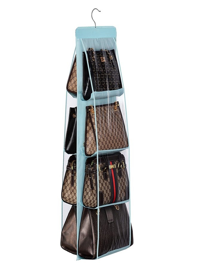 Lirex Handbag Hanging Purse Organizer for Closet, 8 Pocket Handbag Storage Organizer Hanger Oxford Cloth Closet Organizer for Family Closet Bedroom, Foldable and Universal Fit, Light Blue - Image 1